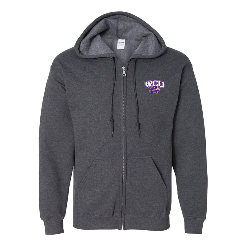 Men's Western Carolina Catamounts Gildan  Heavy Blend Full Zip Hooded Sweatshirt